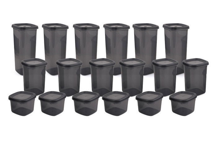 Hermia Set de 18 Cajas de Almacenaje de Plástico, Gris Hermia Set de 18 Cajas de Almacenaje de Plástico, Gris